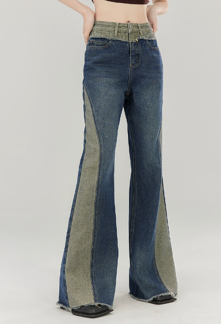 Zweifarbige Jeans zum Schnüren