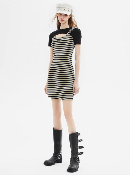 Faux Layered Stripe Dress