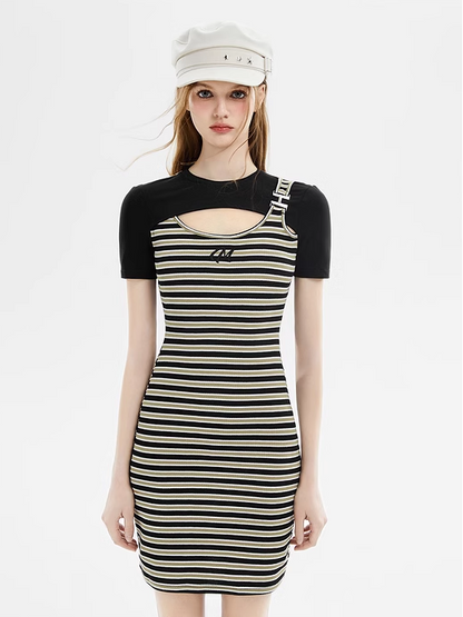 Faux Layered Stripe Dress