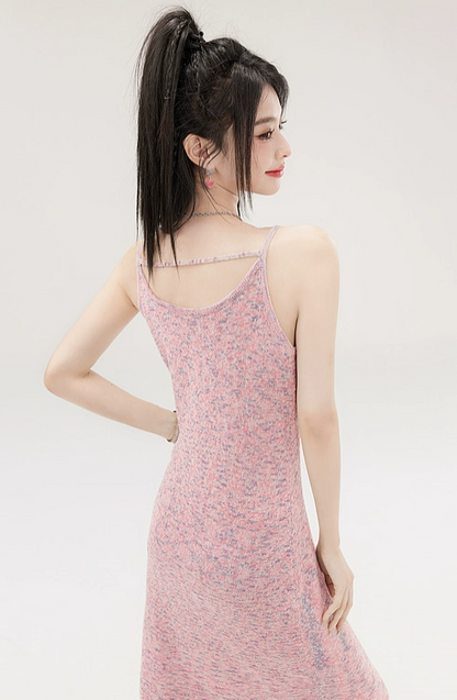Mixed Color Camisole Slim Dress