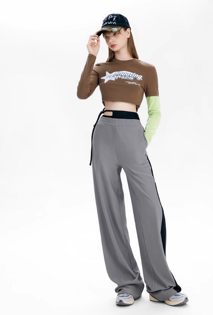 Bicolor Casual Wide Pants