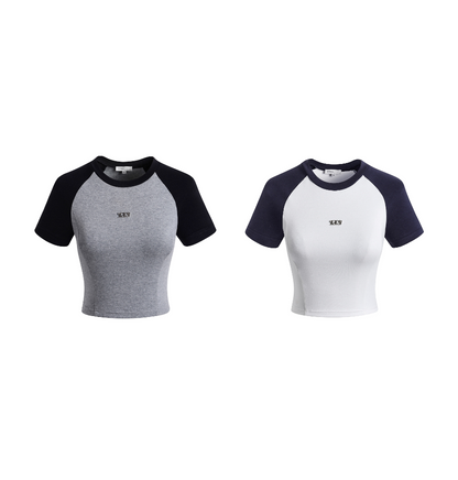 Bicolor Raglan-Hülle kurzes T-Shirt