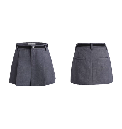 Grey Suit Pleated Skirt