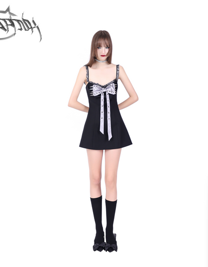 Silver Bow Design Camisole Mini Dress