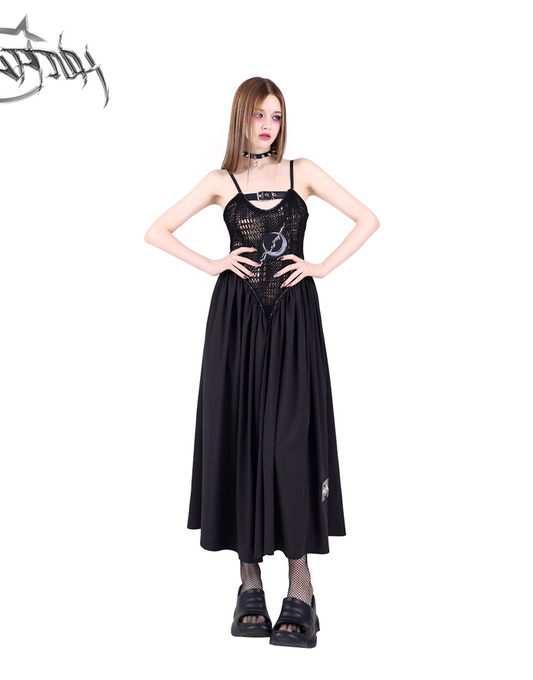 Top mesh design 2-way camisole dress