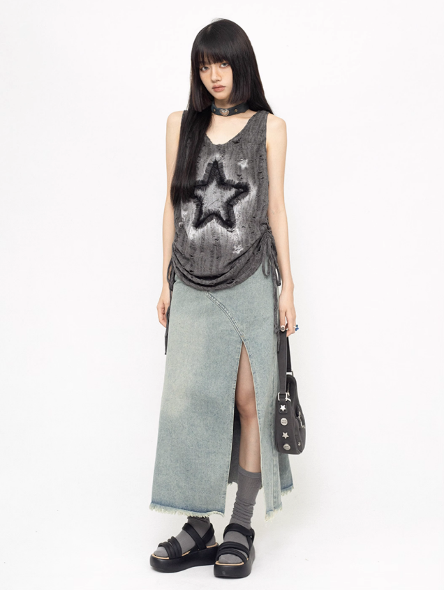 Vintage-Like Star Design Sleeveless