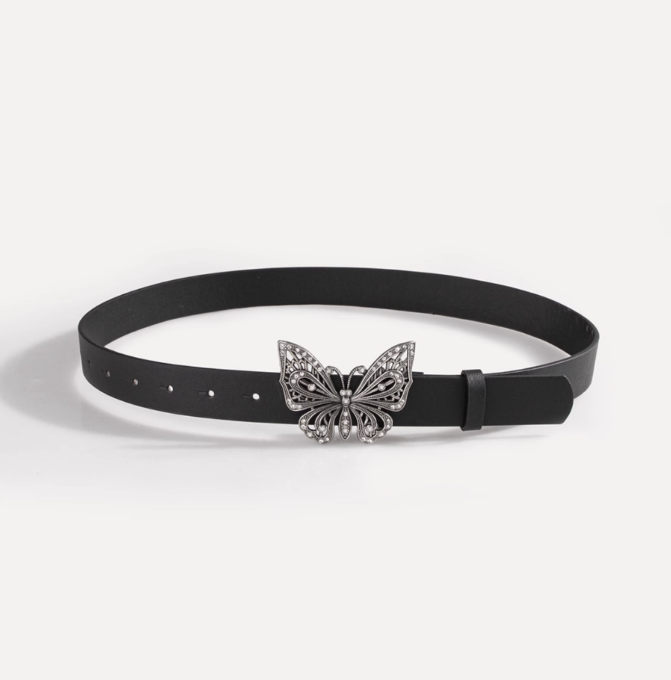 Butterfly motif black belt