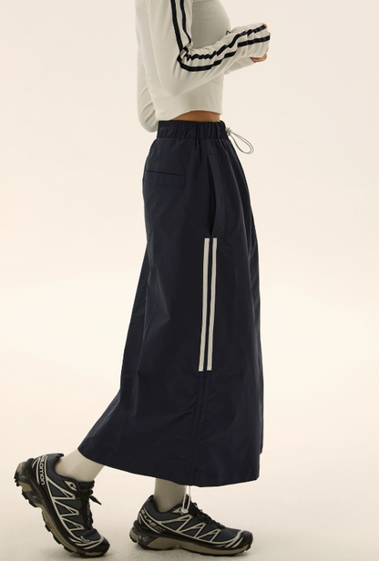 Side Gather Sporty Long Skirt