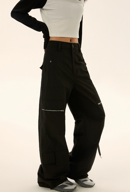 Pocket work design loose pants