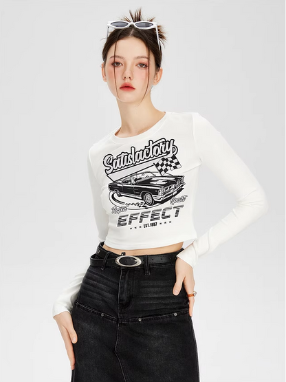 Retro Racing Print Short Tops