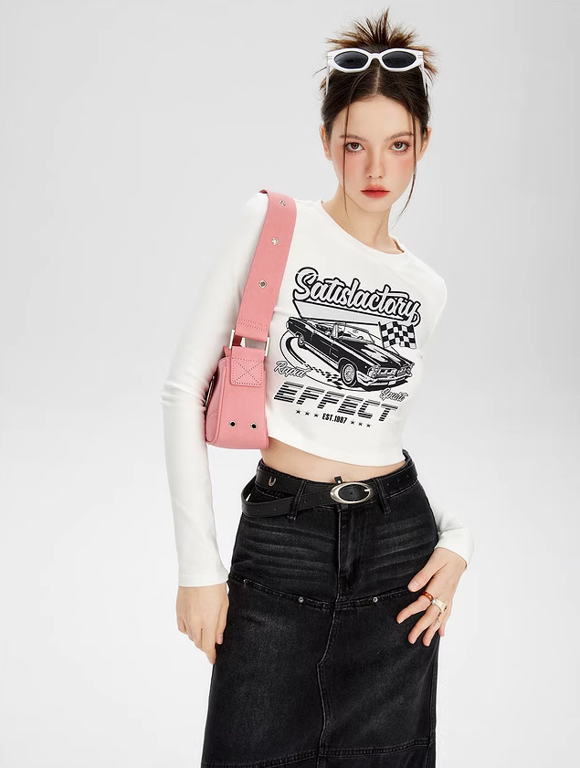 Retro Racing Print Short Tops