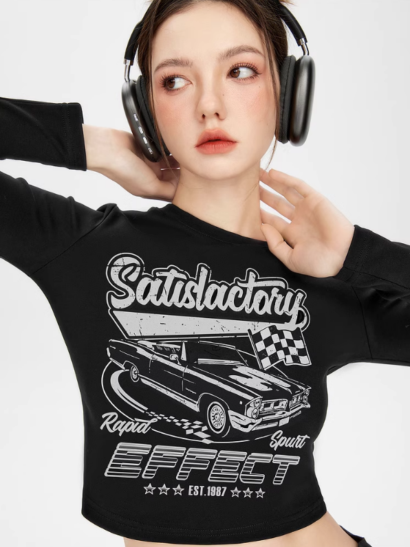 Retro Racing Print Short Tops