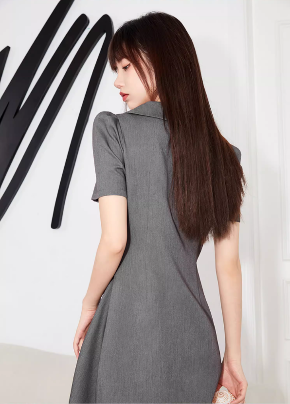 Side Gathered Shirt Dress