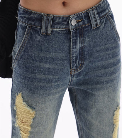 Crushed slim fit denim pants