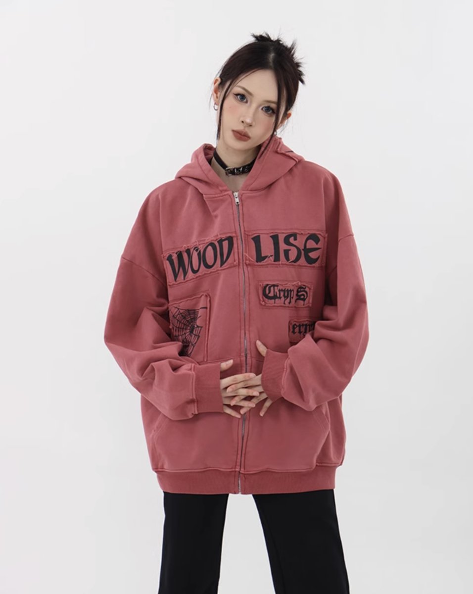 Retro Patch Print Hoodie