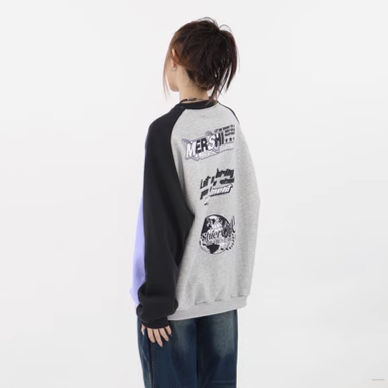 Back Print Heavy Round Pullover