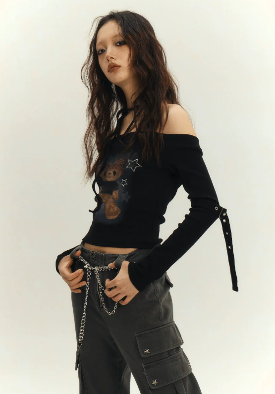 Strap Halter Neck Open Shoulder Top