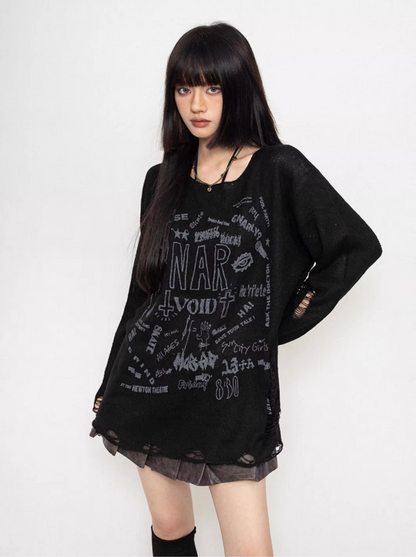 Damaged Design Casual Printed Sweater & Leg Armor