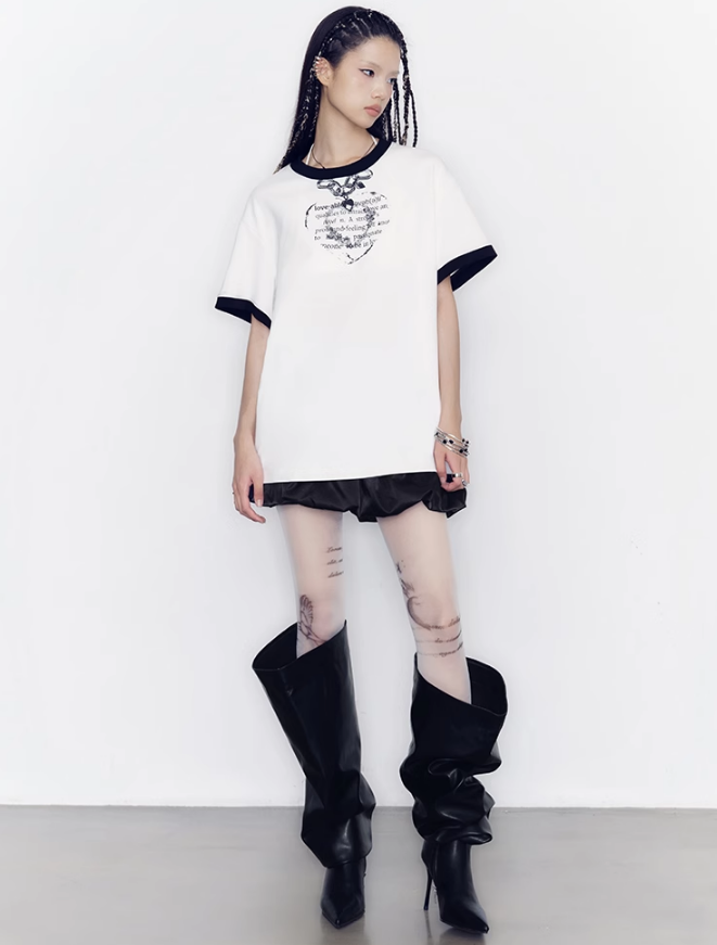 Chain Design Ringer T-Shirt