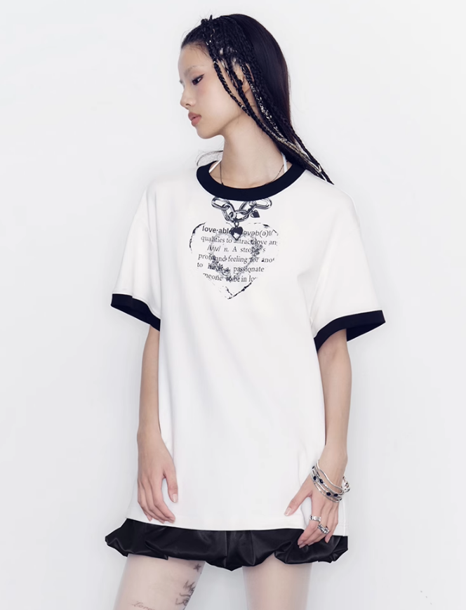 Chain Design Ringer T-Shirt