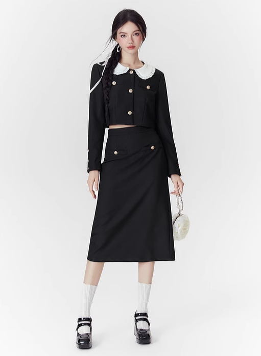 Retro suit jacket and skirt set-up