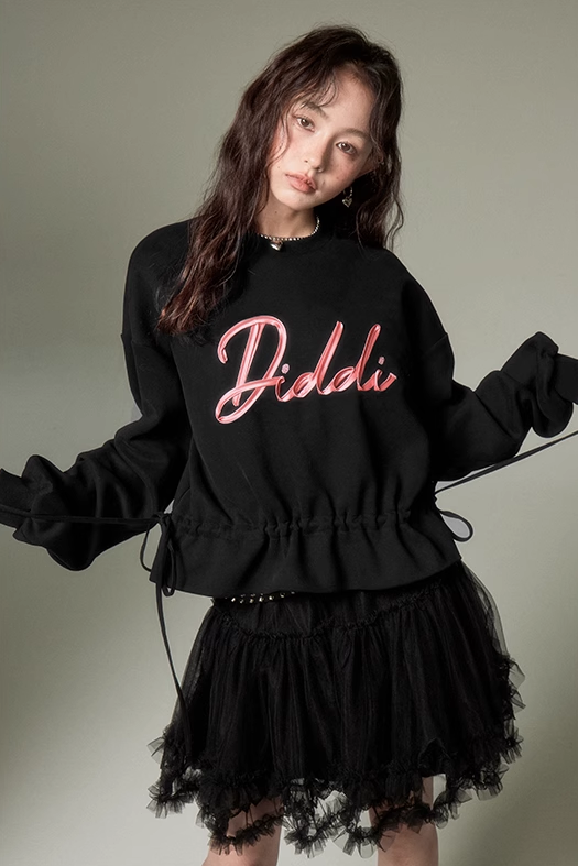 Cute and Sweet Ribbon Embroidered Sweatshirt