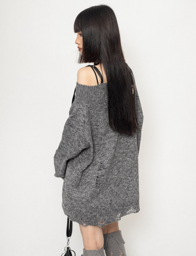 Lazy Style One-shoulder Design Sweater
