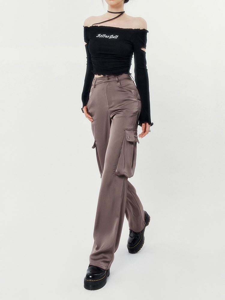 Satin Draped Casual Pants