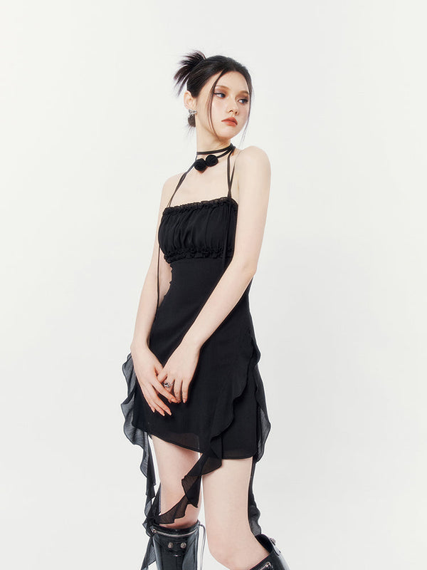 Irregular Ruffle Gather Dress