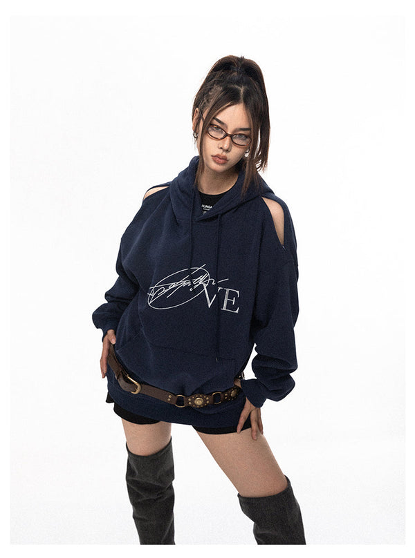 Off-shoulder Street Casual Hoodie