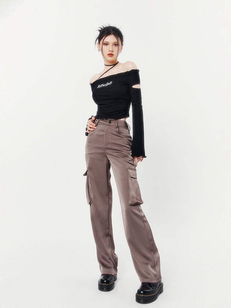 Satin Draped Casual Pants