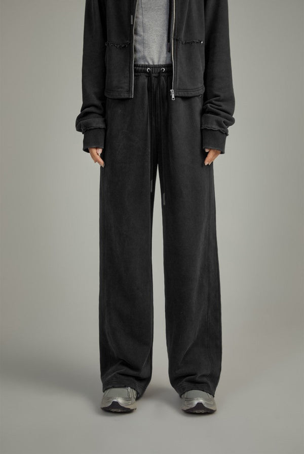 Retro Elastic Waist Drawstring Wide Leg Long Pants