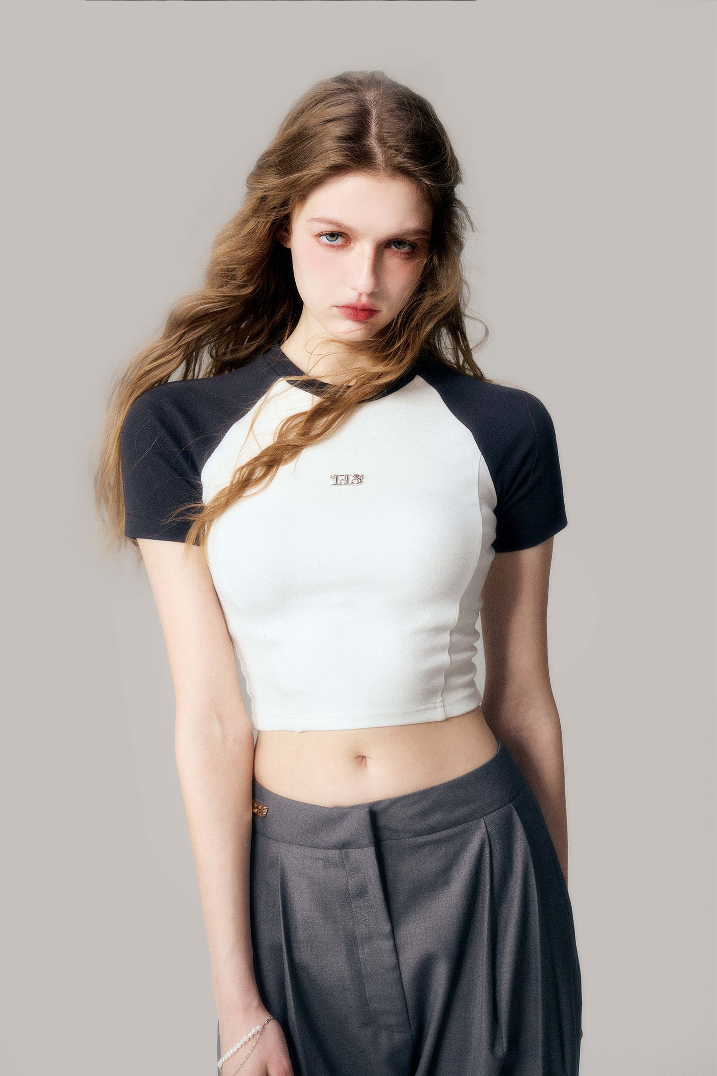 Bicolor Raglan-Hülle kurzes T-Shirt