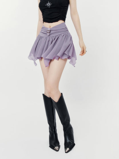 Tulle Pleated Short Skirt