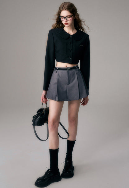 Grey Suit Pleated Skirt