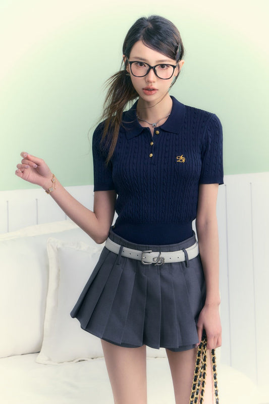 Slim Twist Knit Polo Shirt