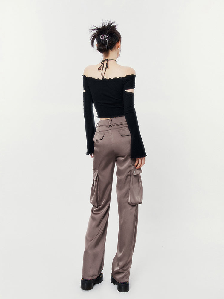 Satin Draped Casual Pants