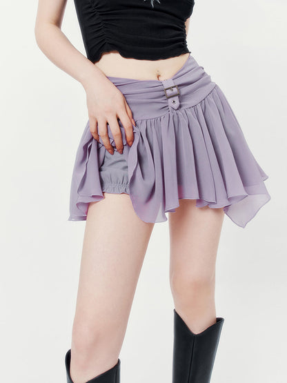Tulle Pleated Short Skirt