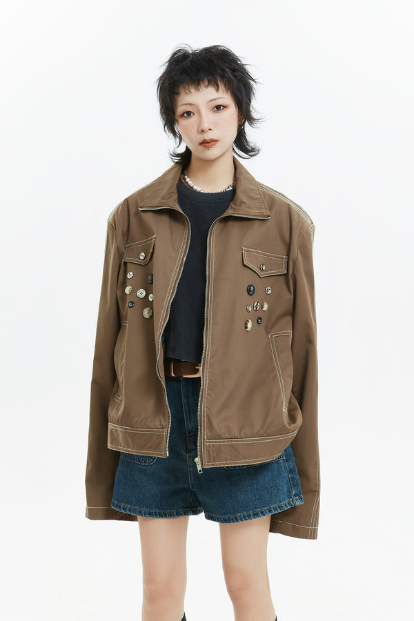 American badge design oversized jacket