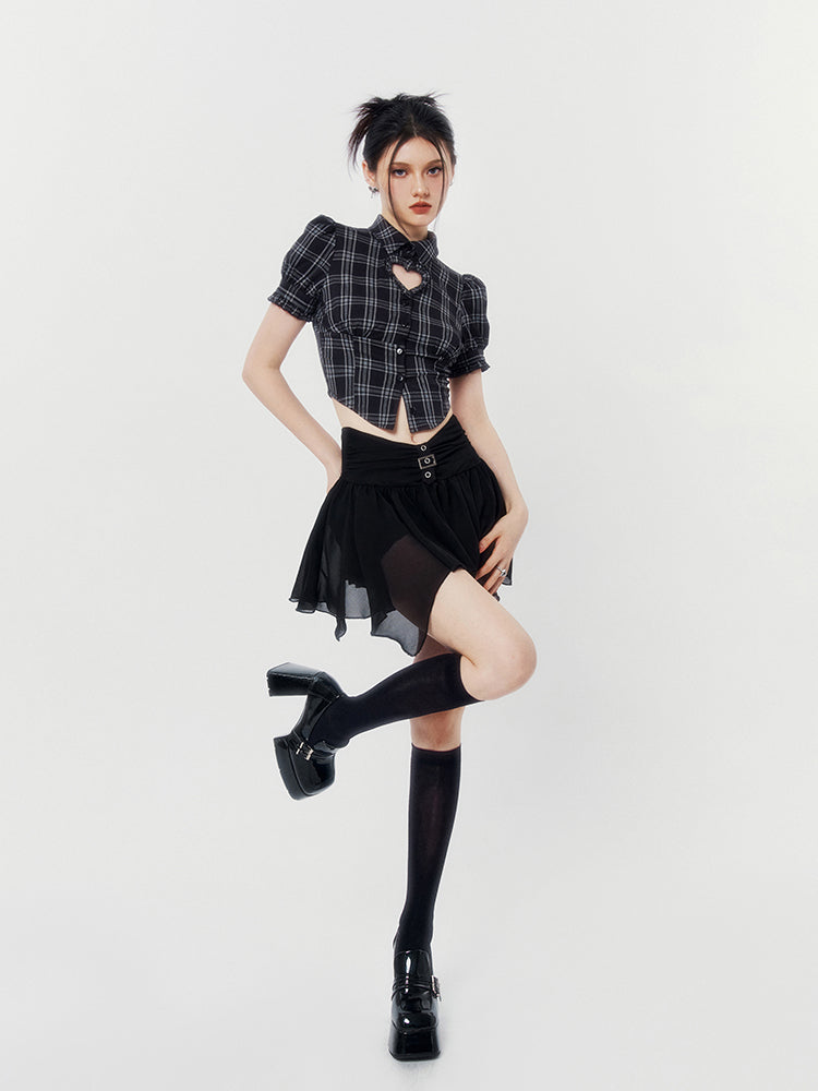 Tulle Pleated Short Skirt