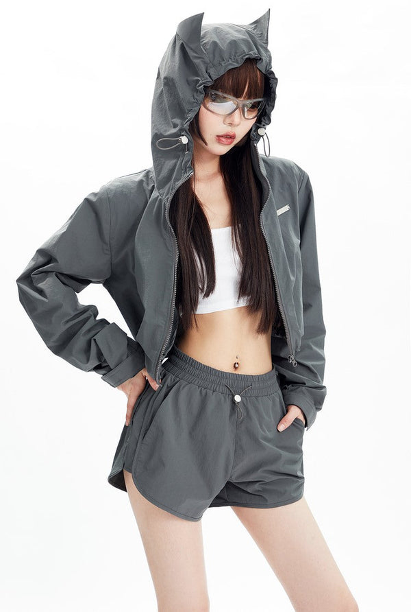 Sports Style Short Jacket & Shorts