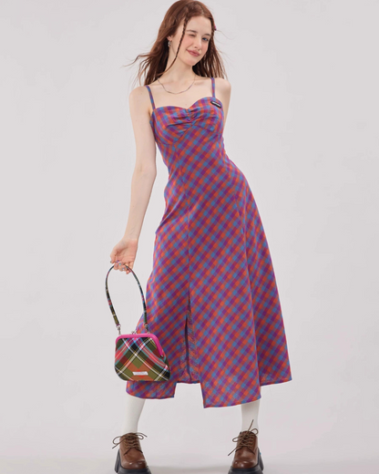 American Retro Plaid Dress