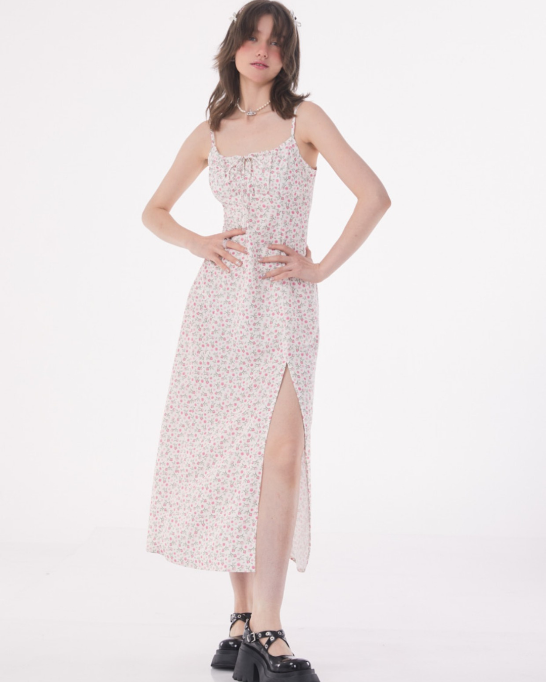 Retro Chiffon Floral Dress