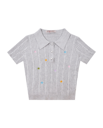 Star Embroidery Slim Fit Polo Knit