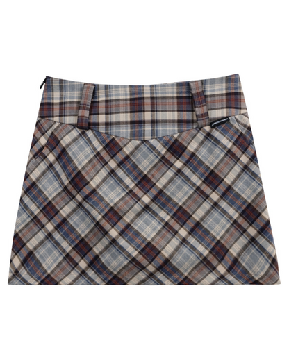 Retro High Waist Plaid Skirt