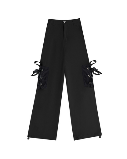 Ribbon Strap Loose Wide Pants