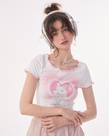 Girl Love Rabbit Short Tops