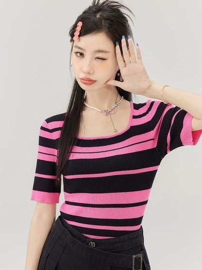 Color Stripe Slim Fit Knit
