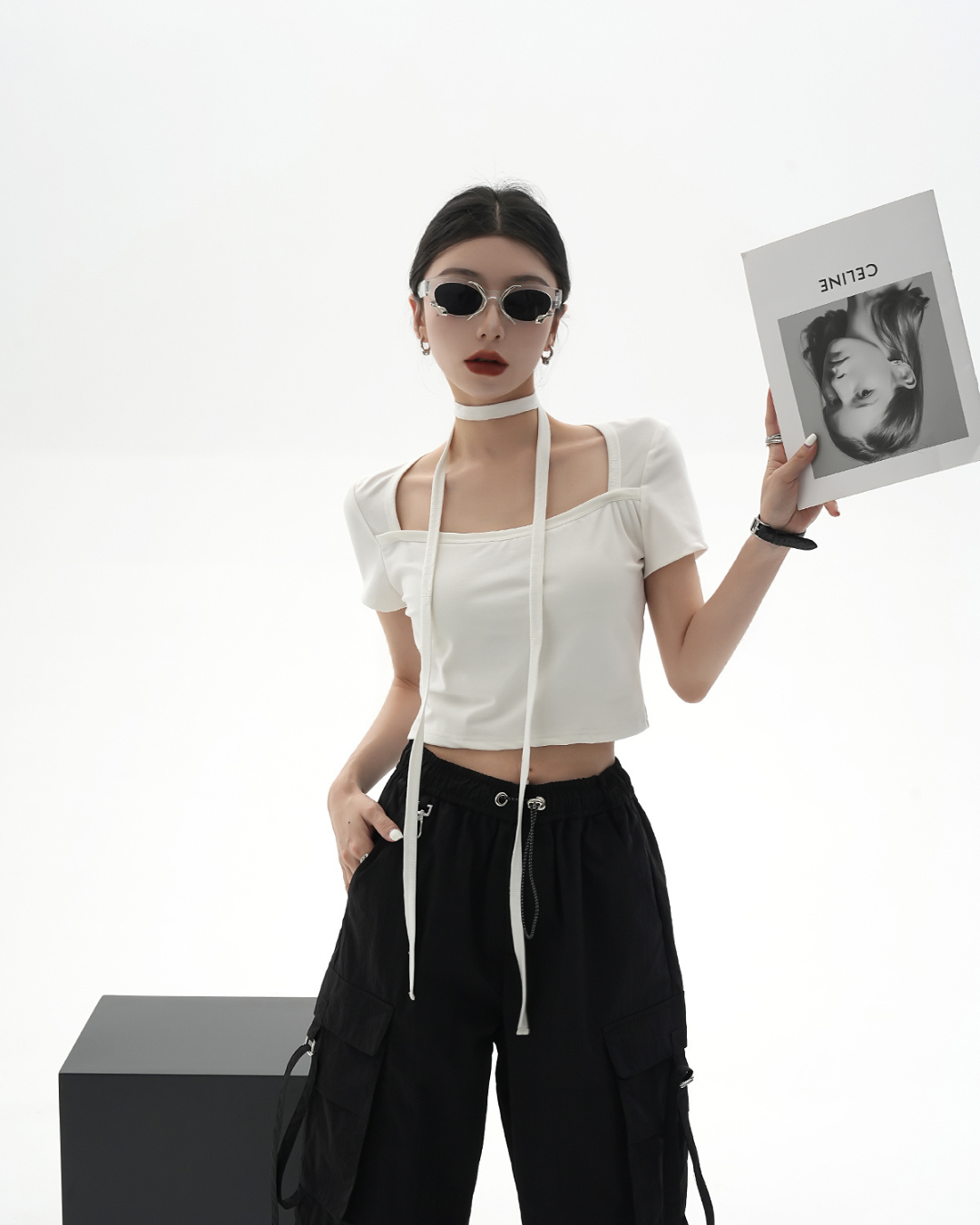 Square Neck Cropped T-Shirt