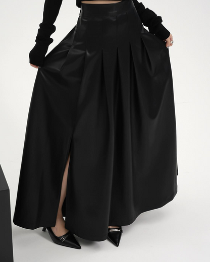 Leather Long Slit Skirt